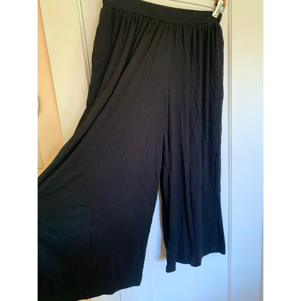 MUJI Black Cotton Modal Wide Leg Culotte Gaucho Lounge Pants Flowy Comfy S